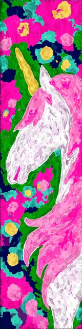 Free dragon bookmark with a chalky unicorn illustration